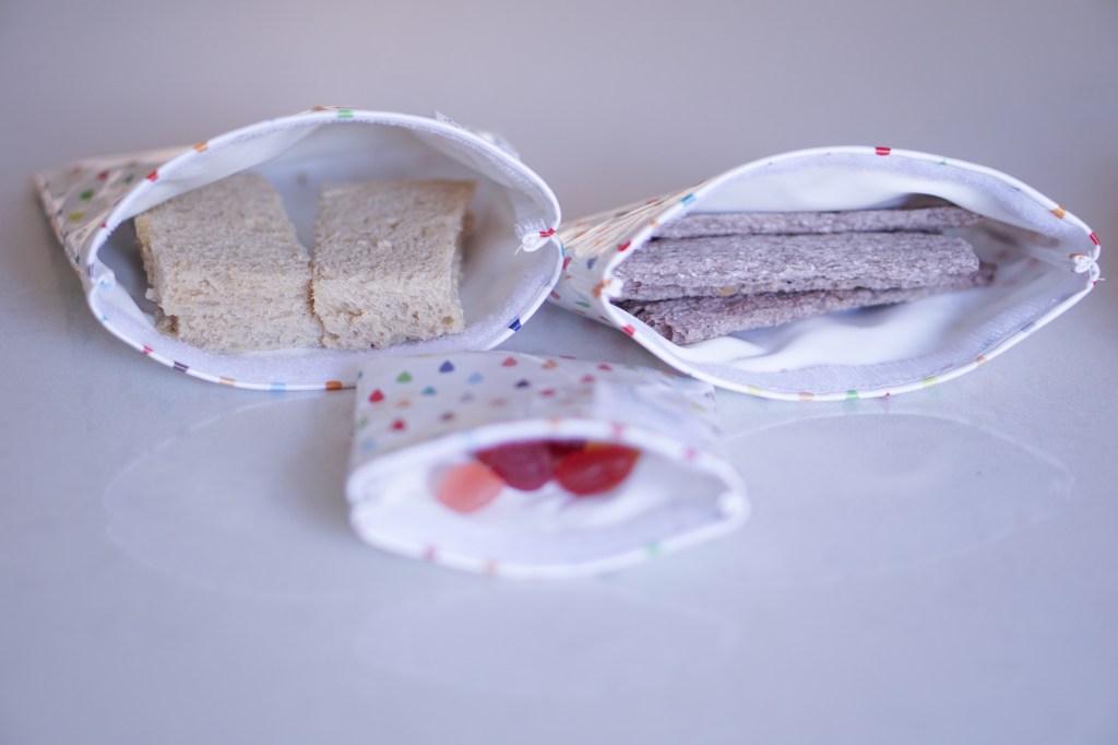 Snack bags filled with lunch and snacks